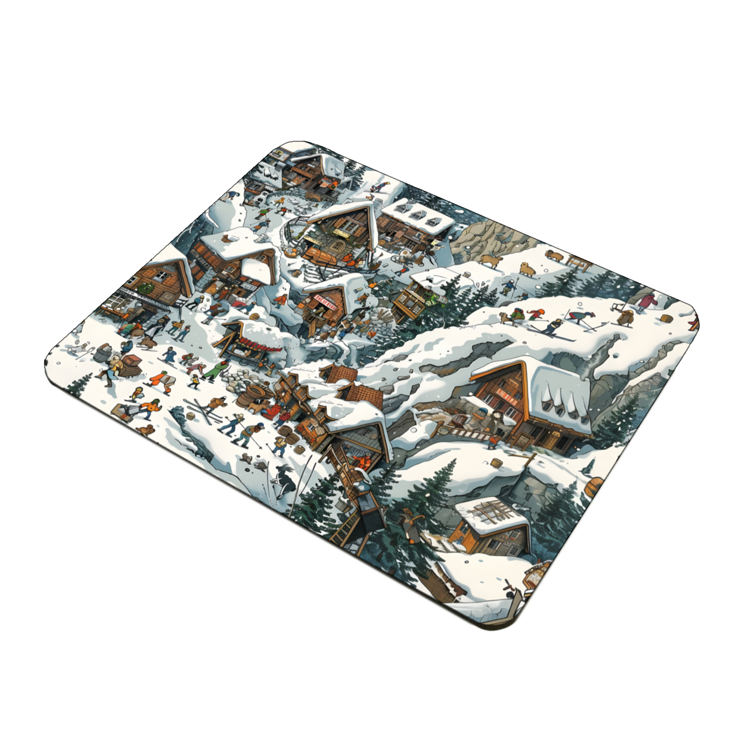 Snowy Mountain Village Wooden Placemat