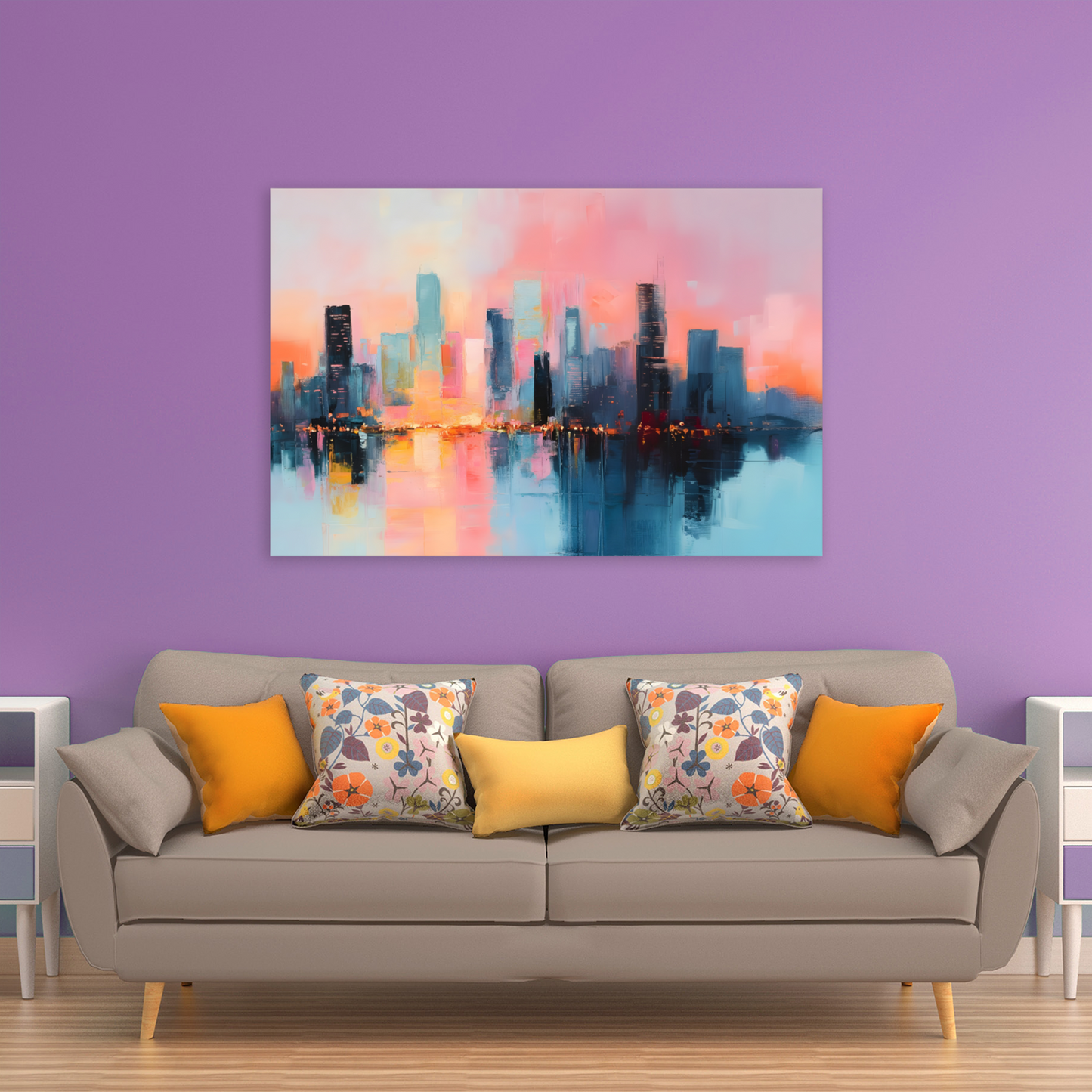 City Lights at Dusk Deluxe Box Canvas Prints Landscape