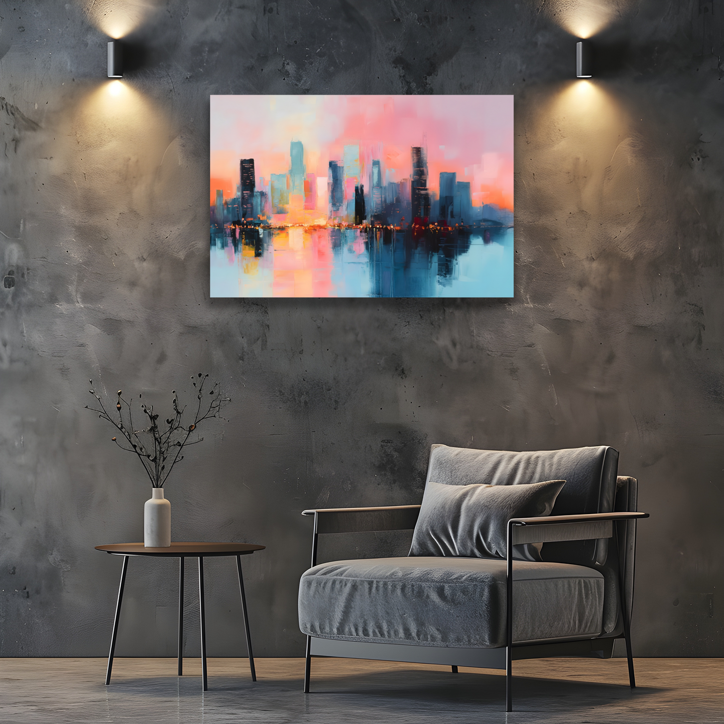 City Lights at Dusk Deluxe Box Canvas Prints Landscape