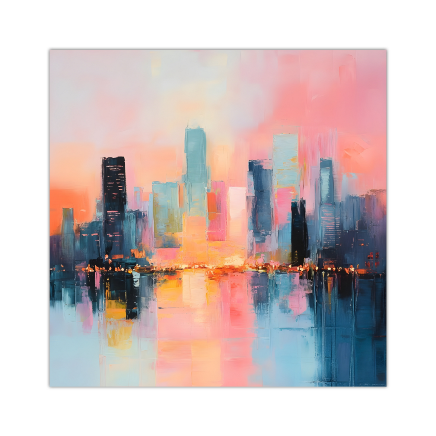 City Lights at Dusk Deluxe Box Canvas Prints Square