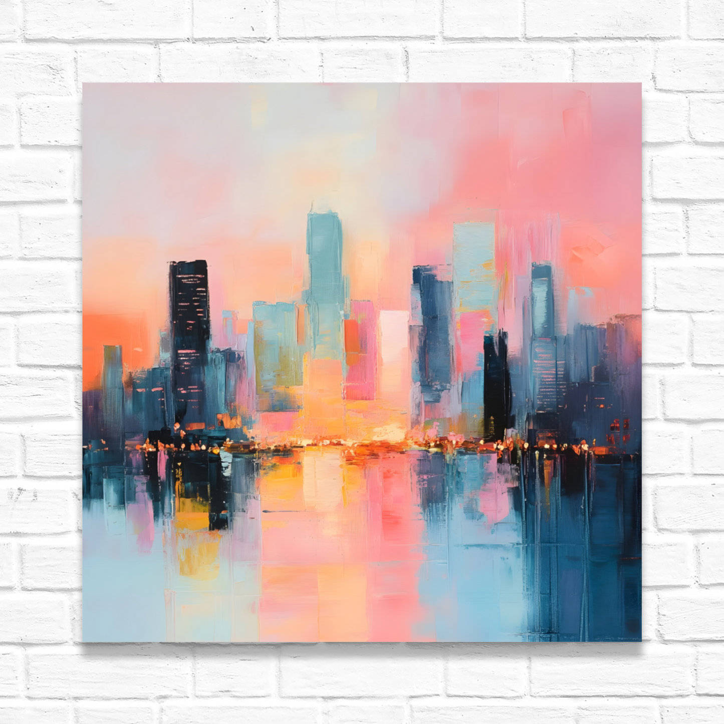 City Lights at Dusk Deluxe Box Canvas Prints Square