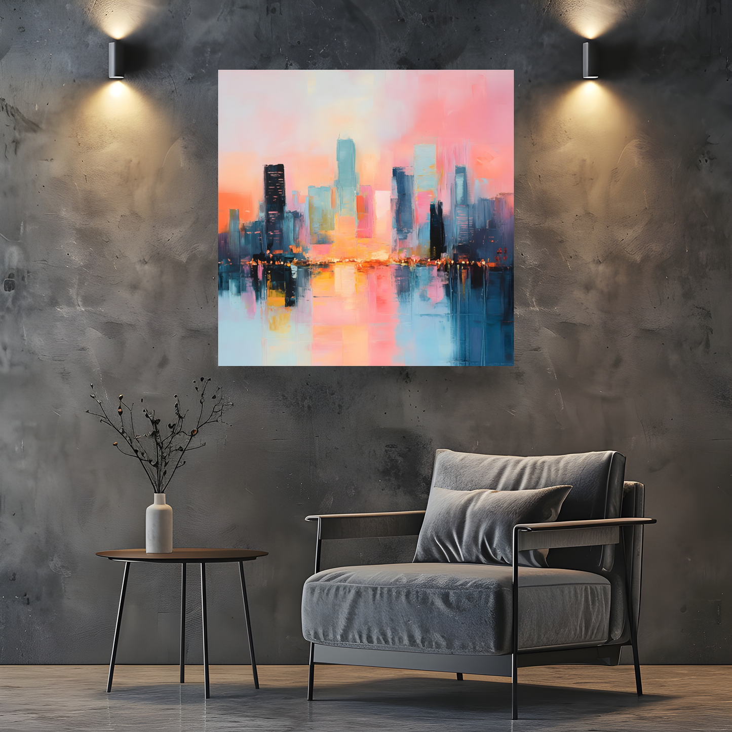 City Lights at Dusk Deluxe Box Canvas Prints Square