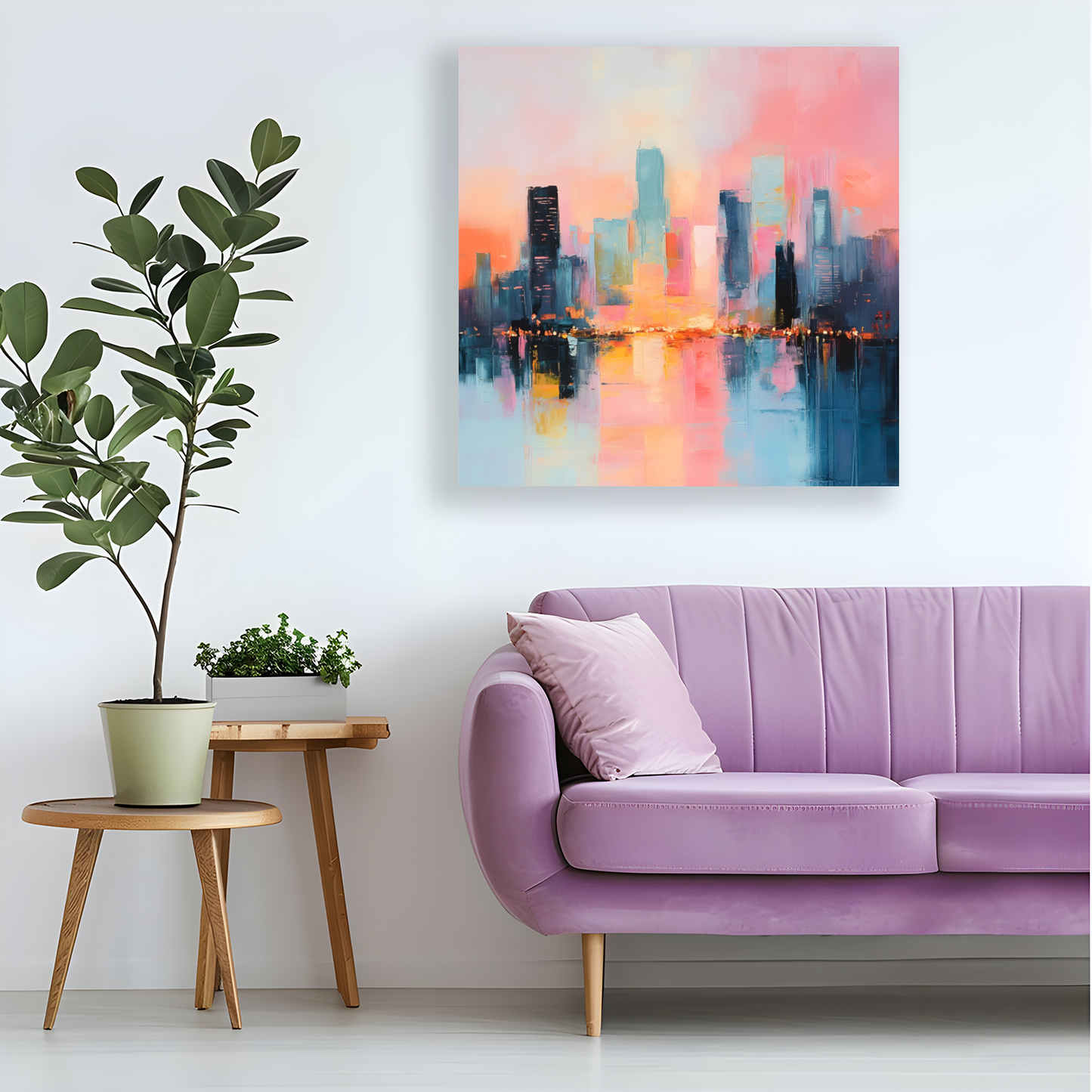 City Lights at Dusk Deluxe Box Canvas Prints Square