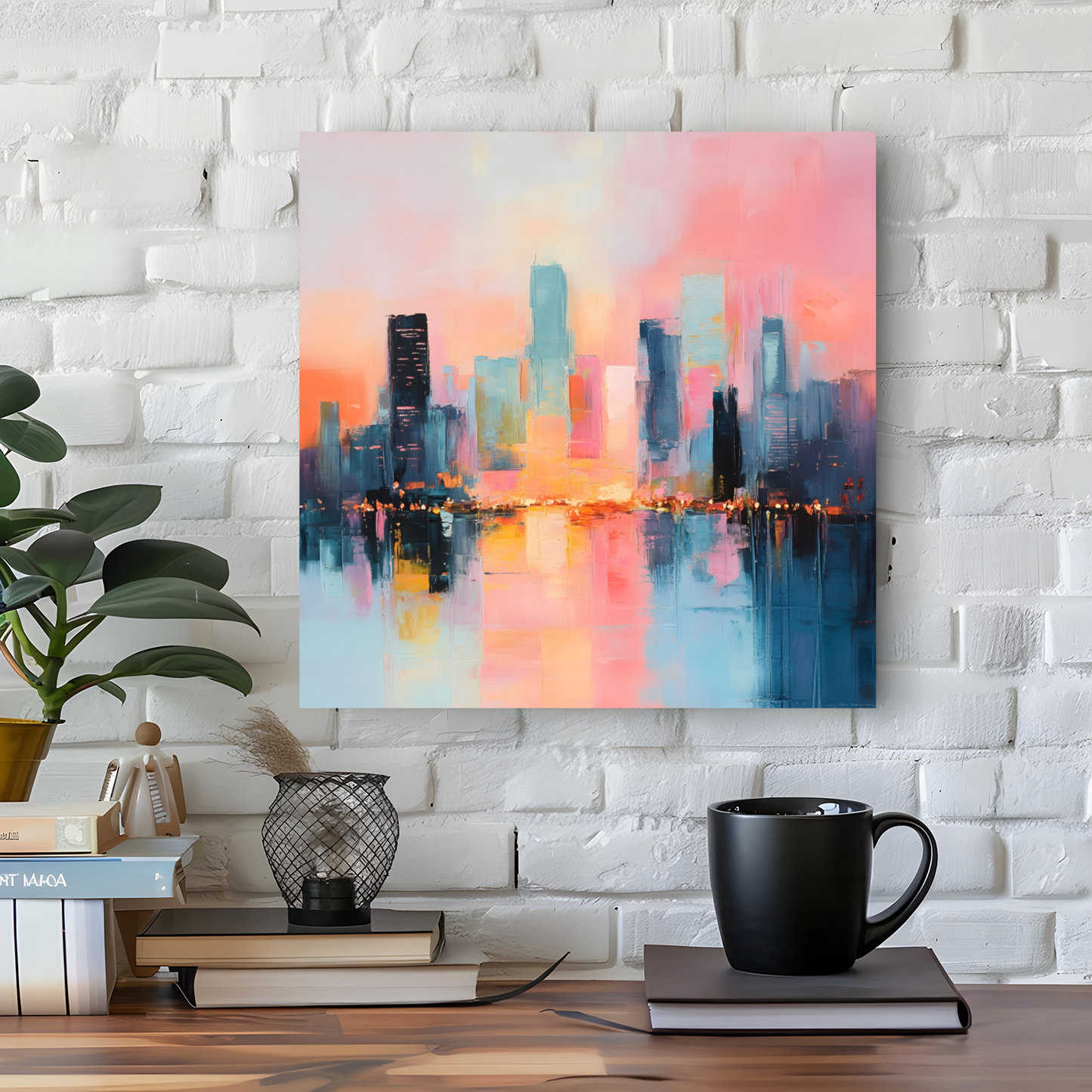 City Lights at Dusk Deluxe Box Canvas Prints Square