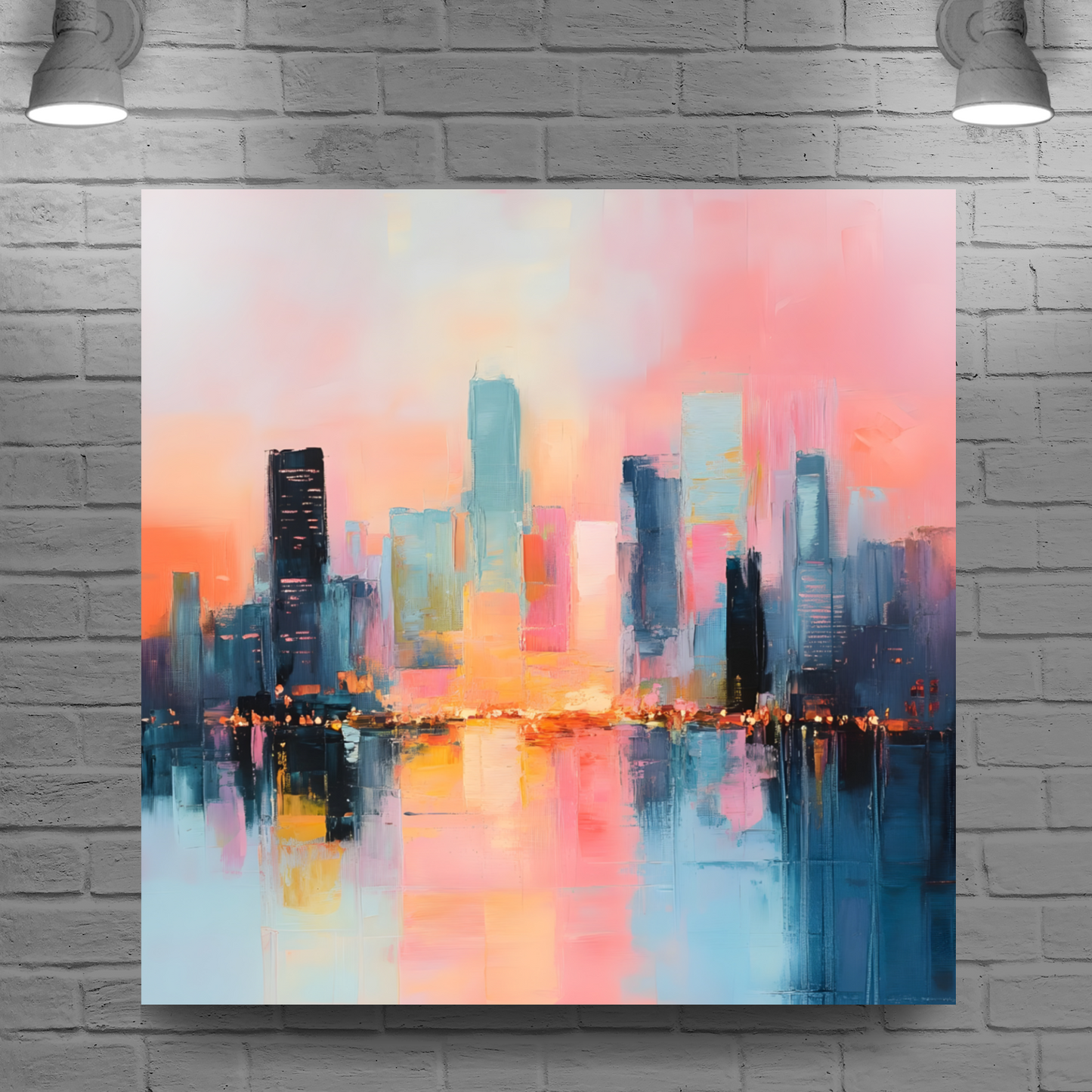 City Lights at Dusk Deluxe Box Canvas Prints Square