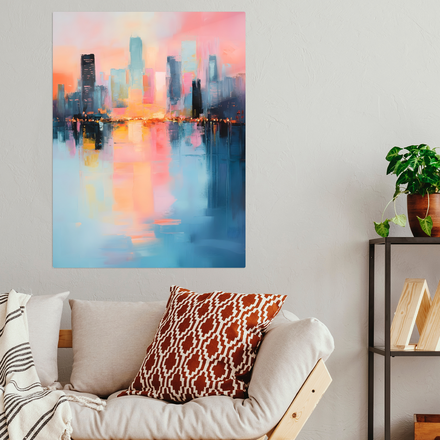 City Lights at Dusk Premium Portrait Aluminum Prints