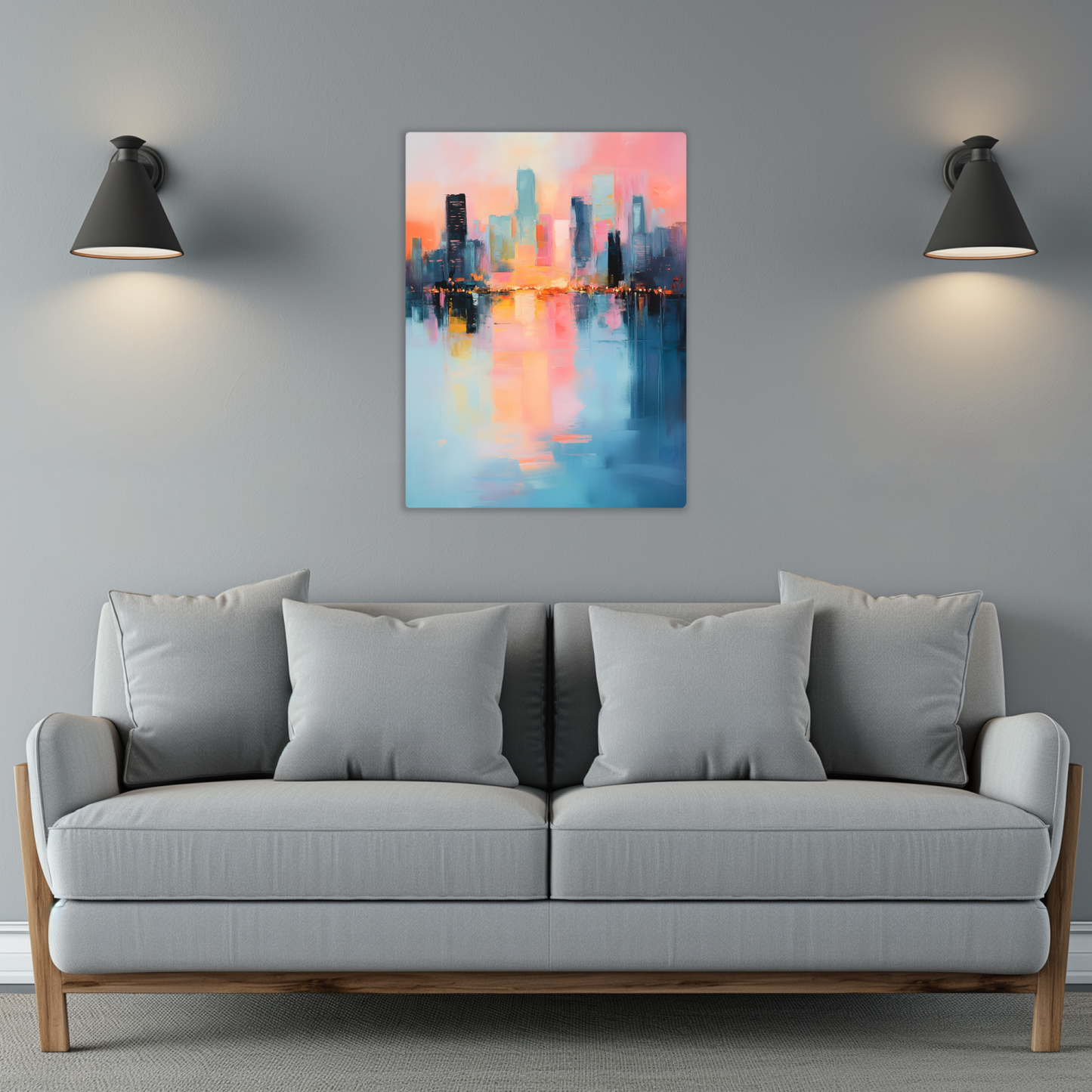 City Lights at Dusk Premium Portrait Aluminum Prints