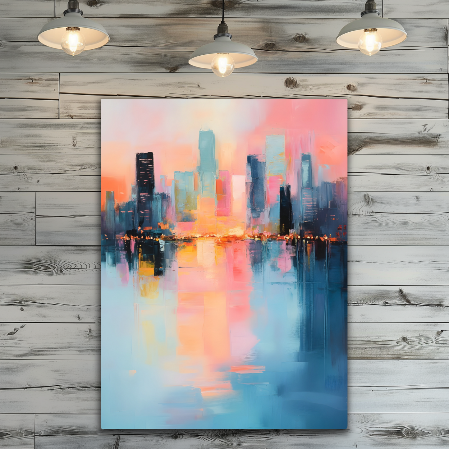 City Lights at Dusk Premium Portrait Aluminum Prints
