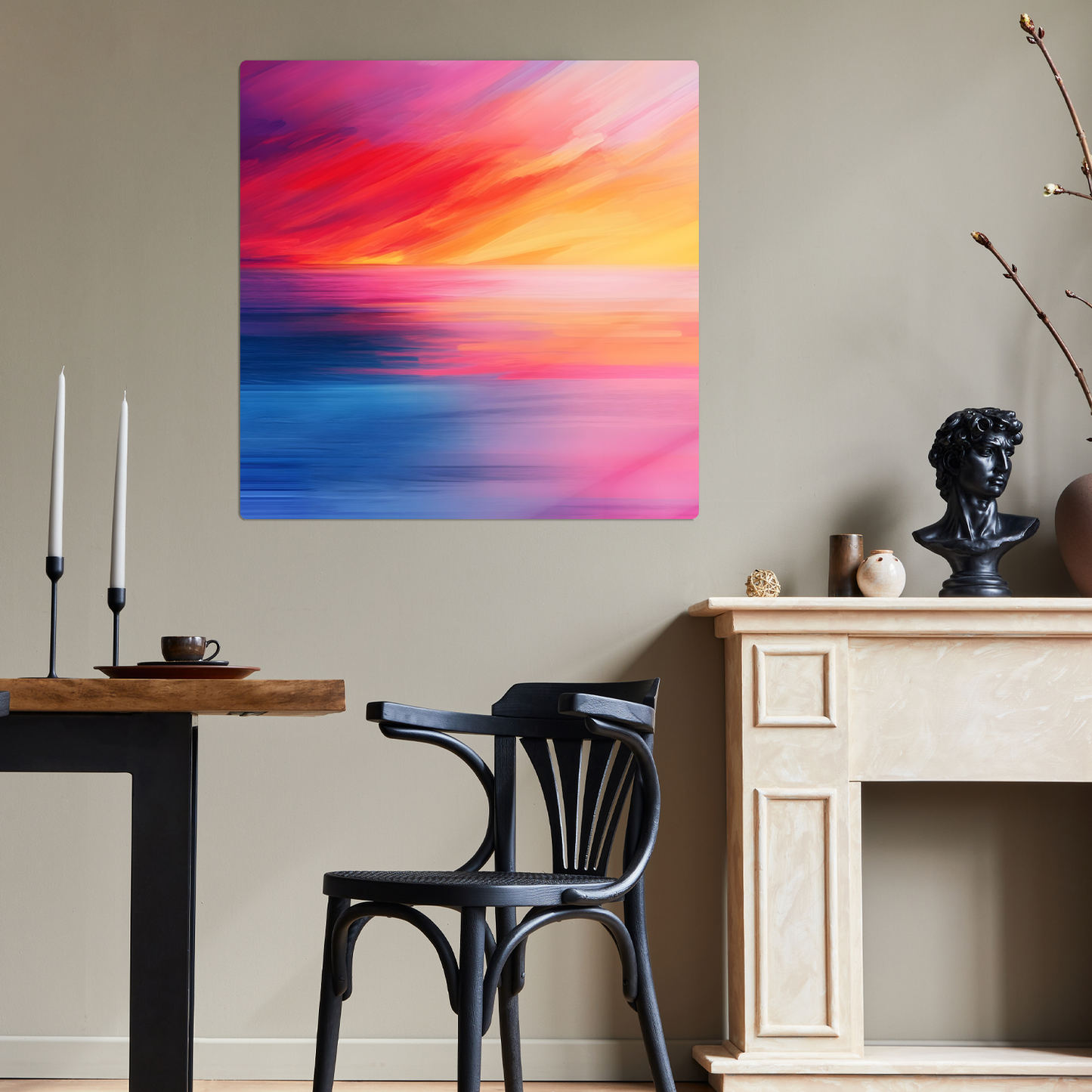Vibrant Ocean Sunset Premium Square Aluminum Prints