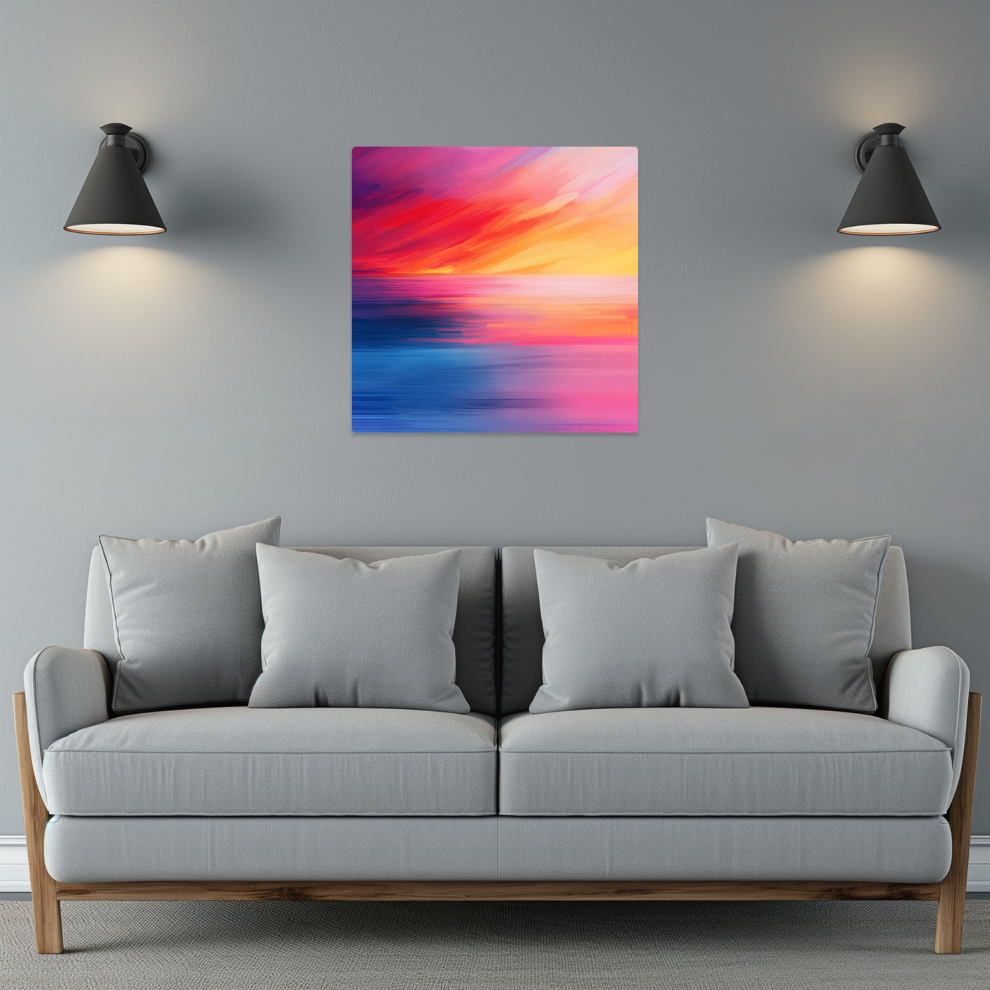 Vibrant Ocean Sunset Premium Square Aluminum Prints