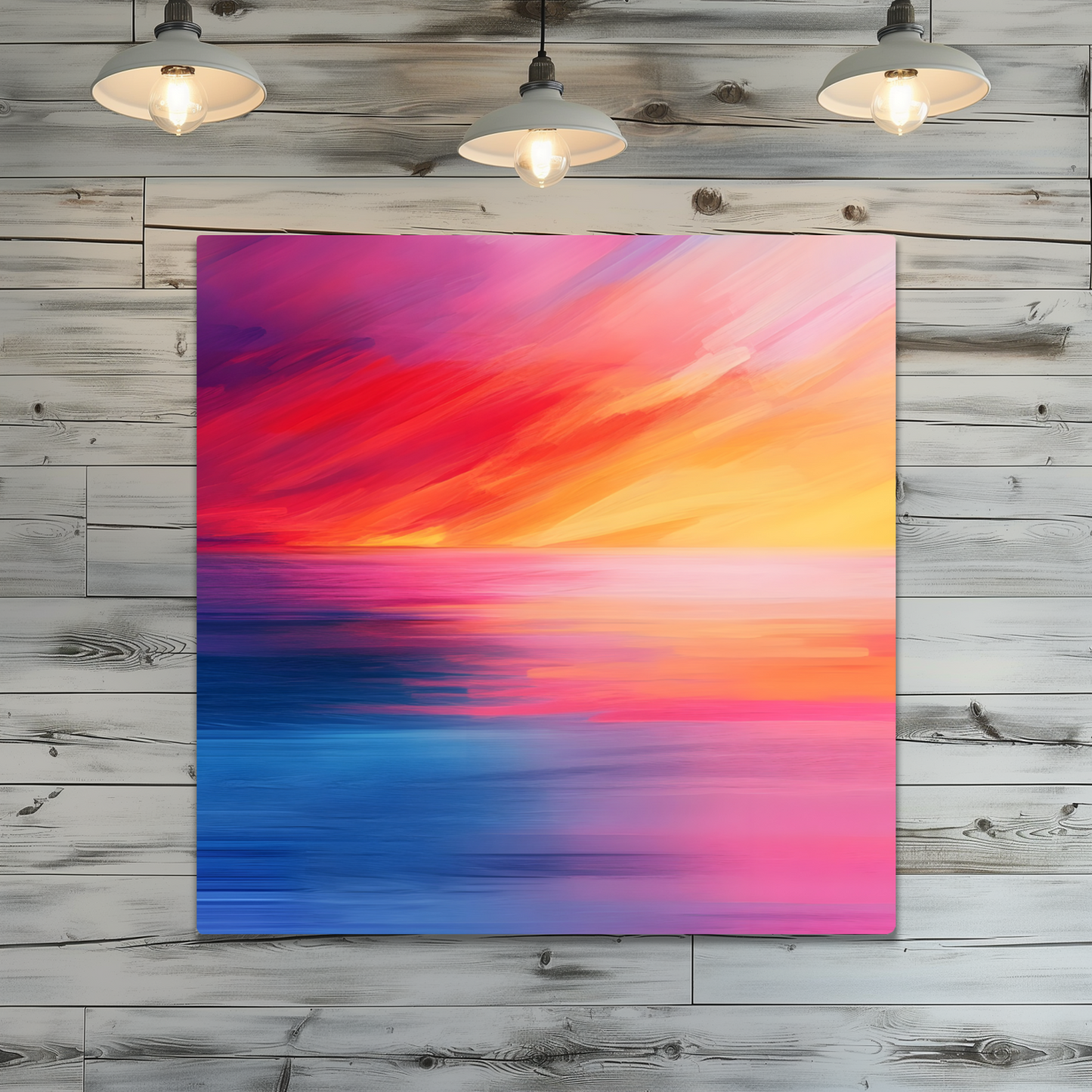 Vibrant Ocean Sunset Premium Square Aluminum Prints