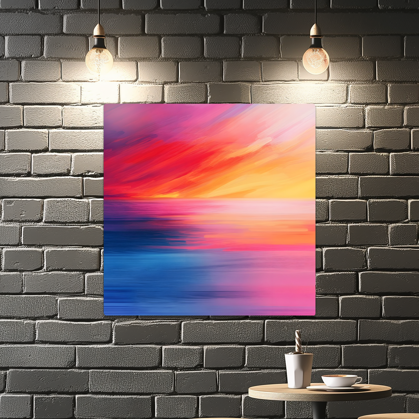 Vibrant Ocean Sunset Premium Square Aluminum Prints