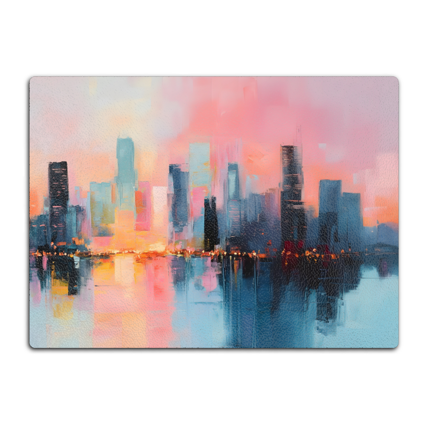 City Lights at Dusk Textured Glass Chopping Boards