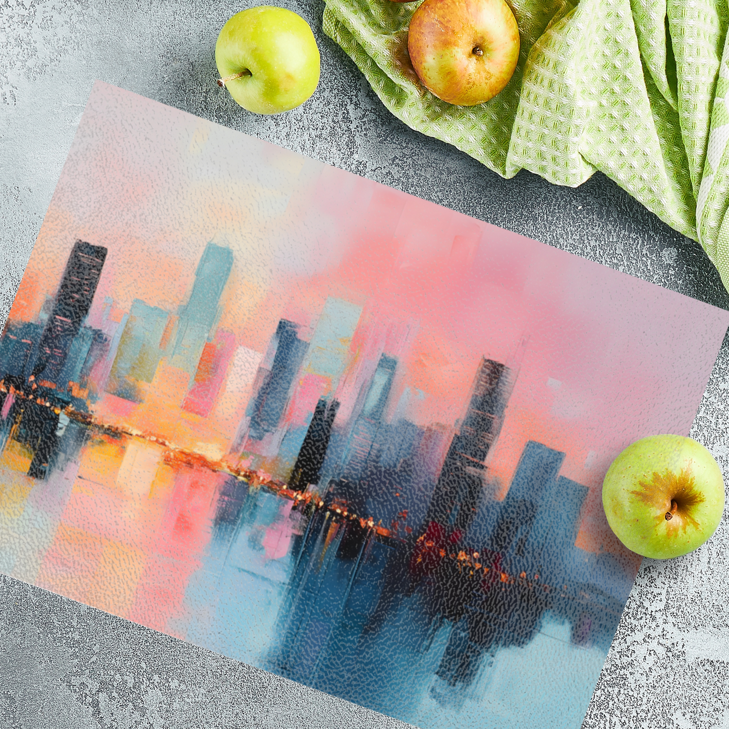 City Lights at Dusk Textured Glass Chopping Boards