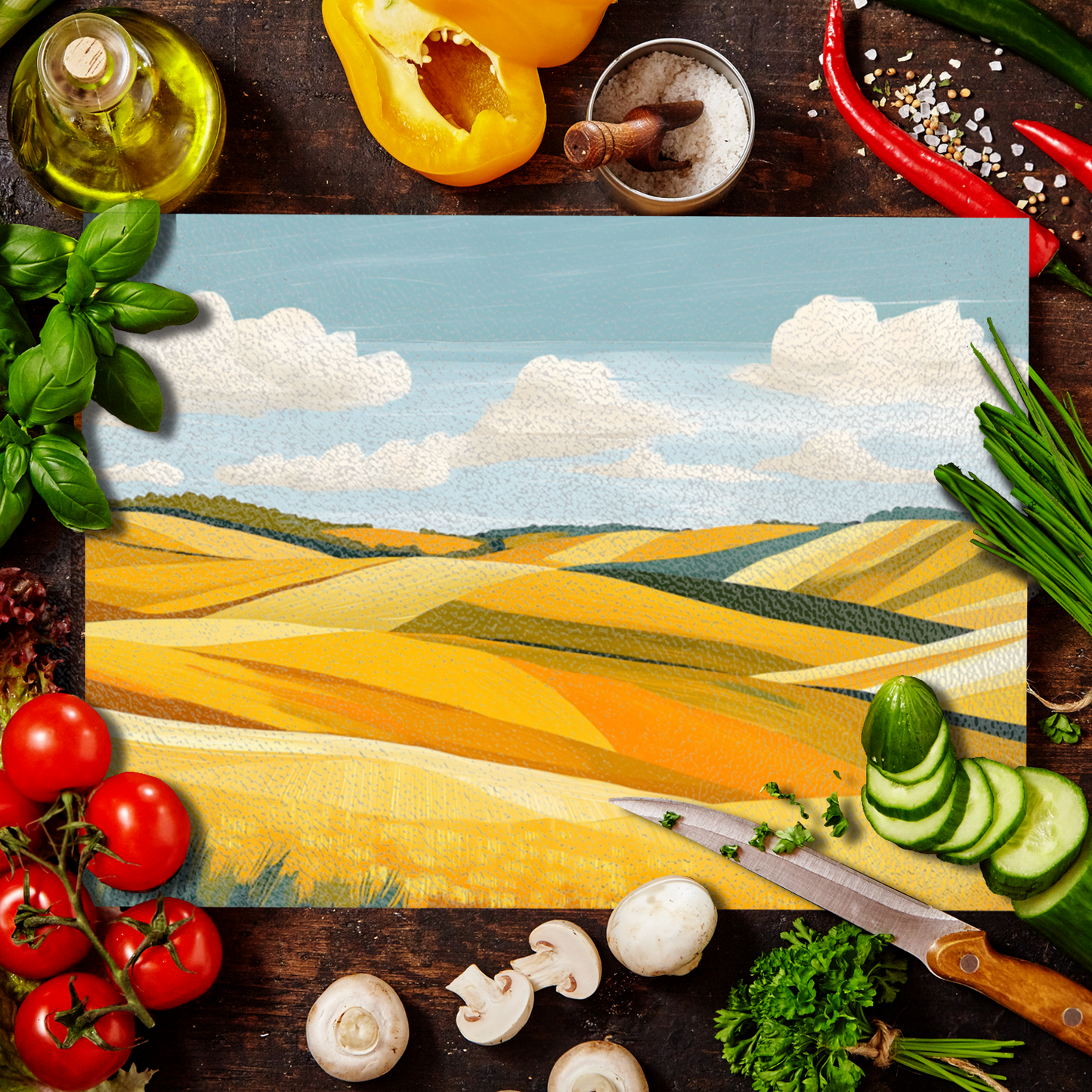 Golden Fields Horizon Textured Glass Chopping Boards