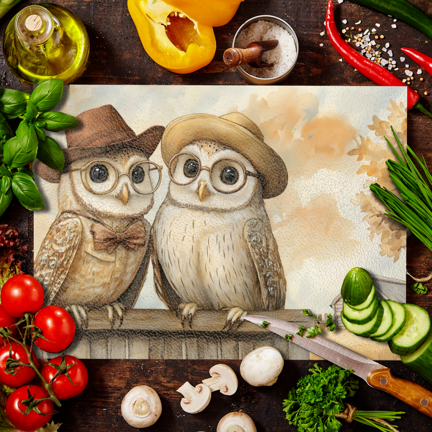 The Perched Professors Textured Glass Chopping Boards