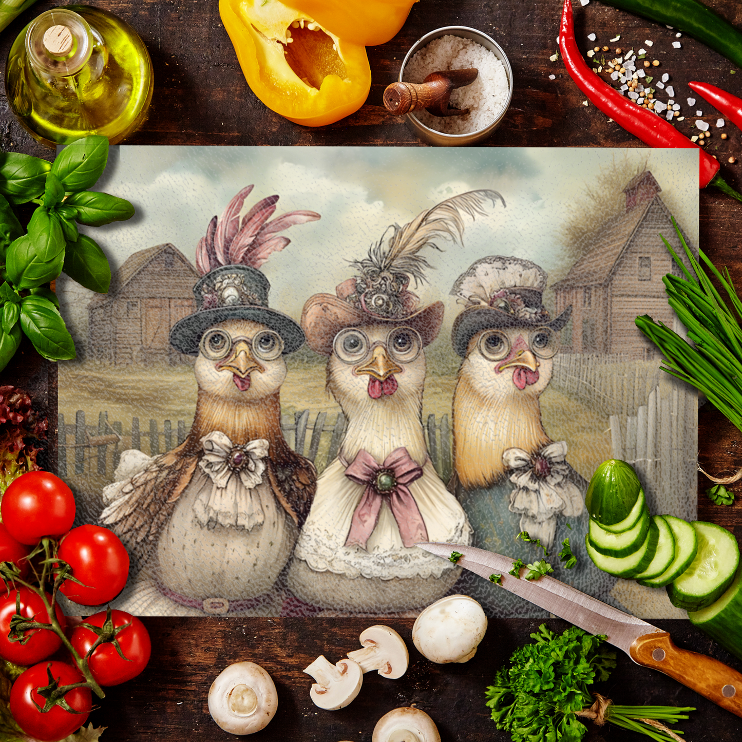 The Barnyard Belles Textured Glass Chopping Boards