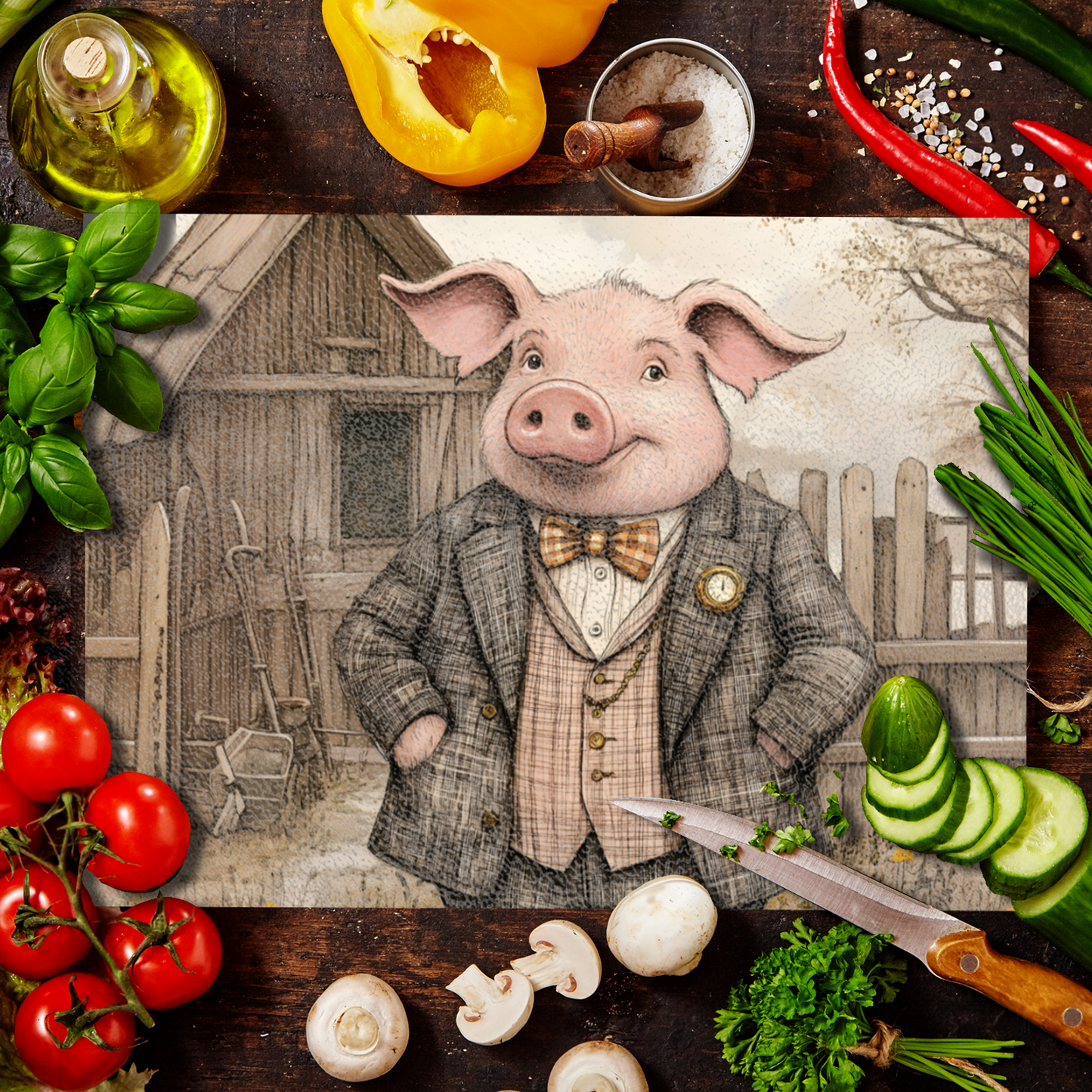 The Posh Porker Textured Glass Chopping Boards