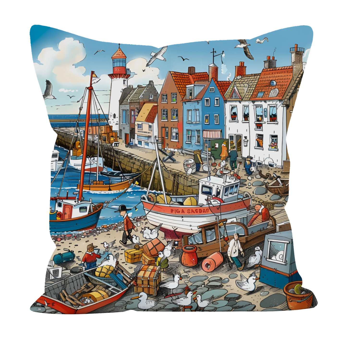 Seaside Harbor Bustle Hand Made Poly Linen Cushions