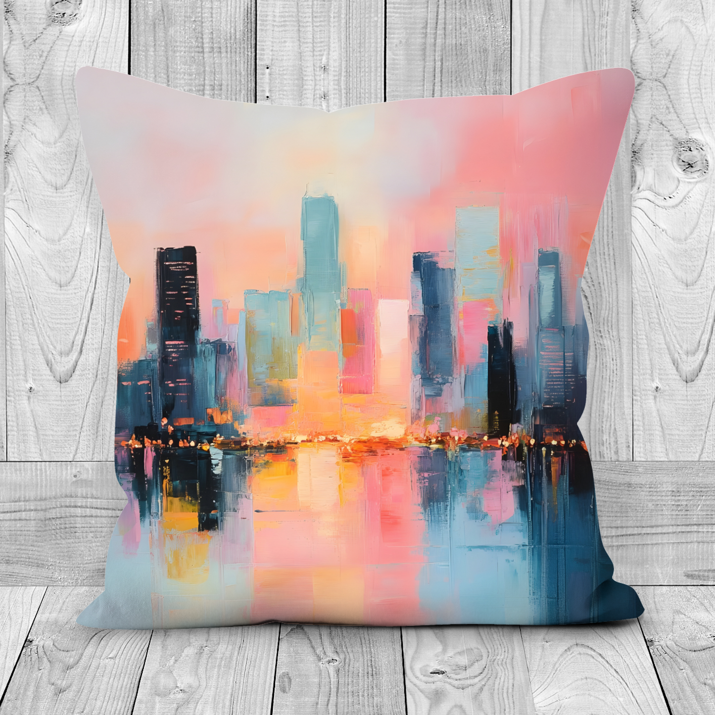 City Lights at Dusk Hand Made Poly Linen Cushions
