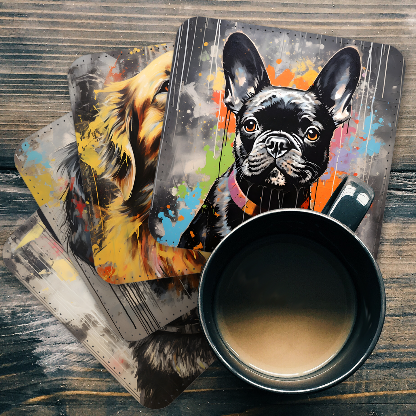 Canine Chromatics Set Of 4 PU Leather Coasters