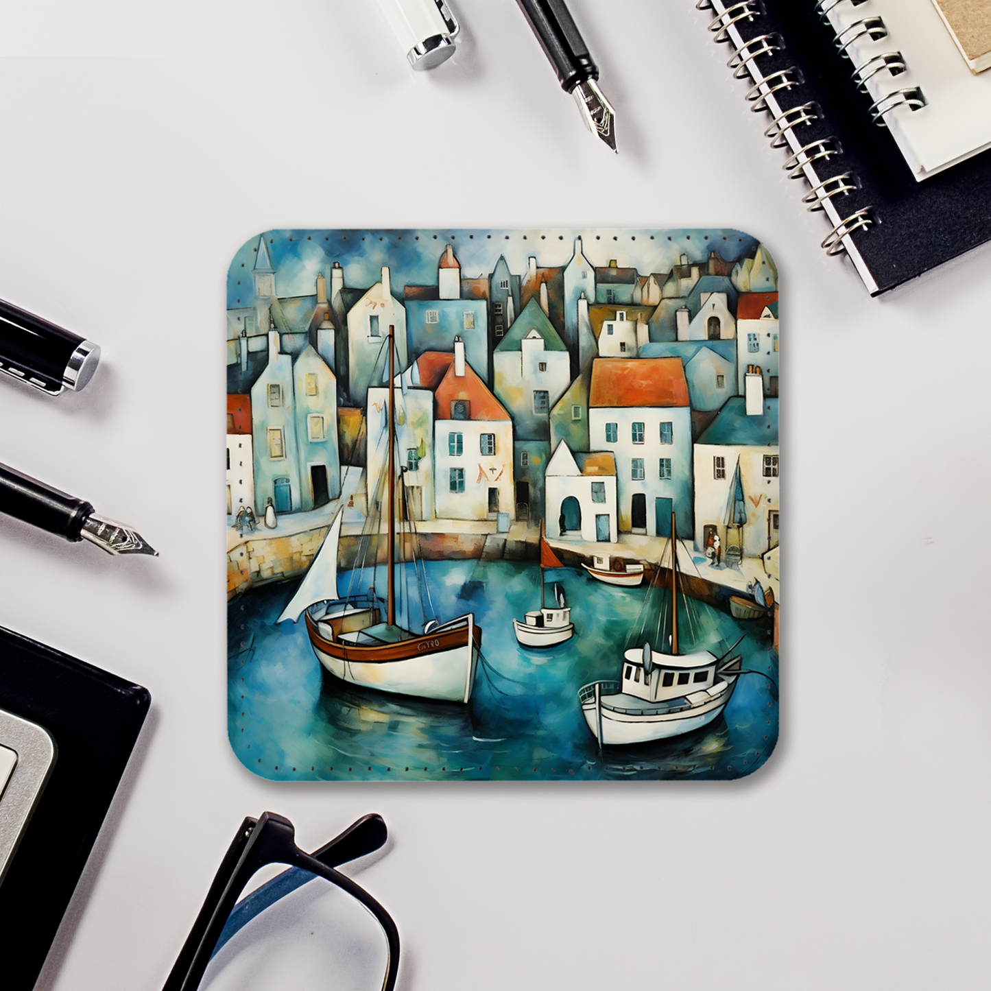 Enchanted Vistas Set Of 4 PU Leather Coasters