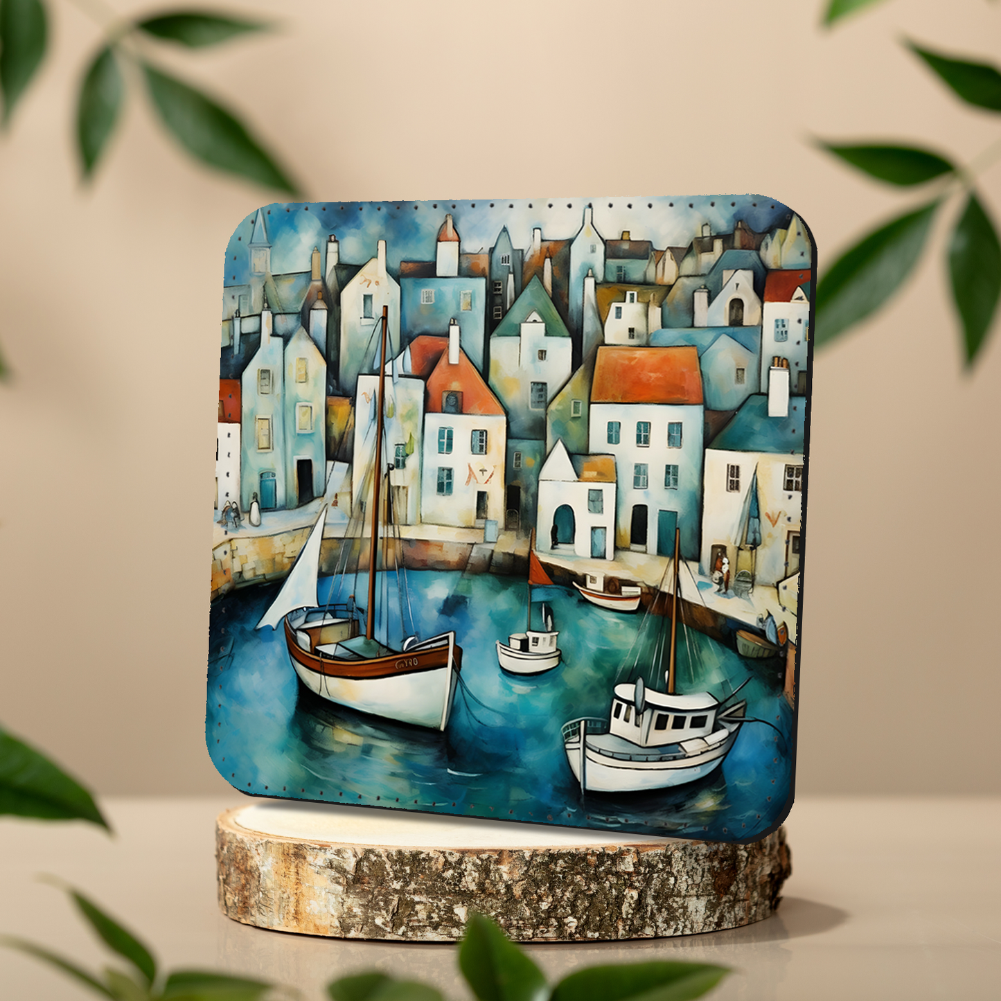 Enchanted Vistas Set Of 4 PU Leather Coasters