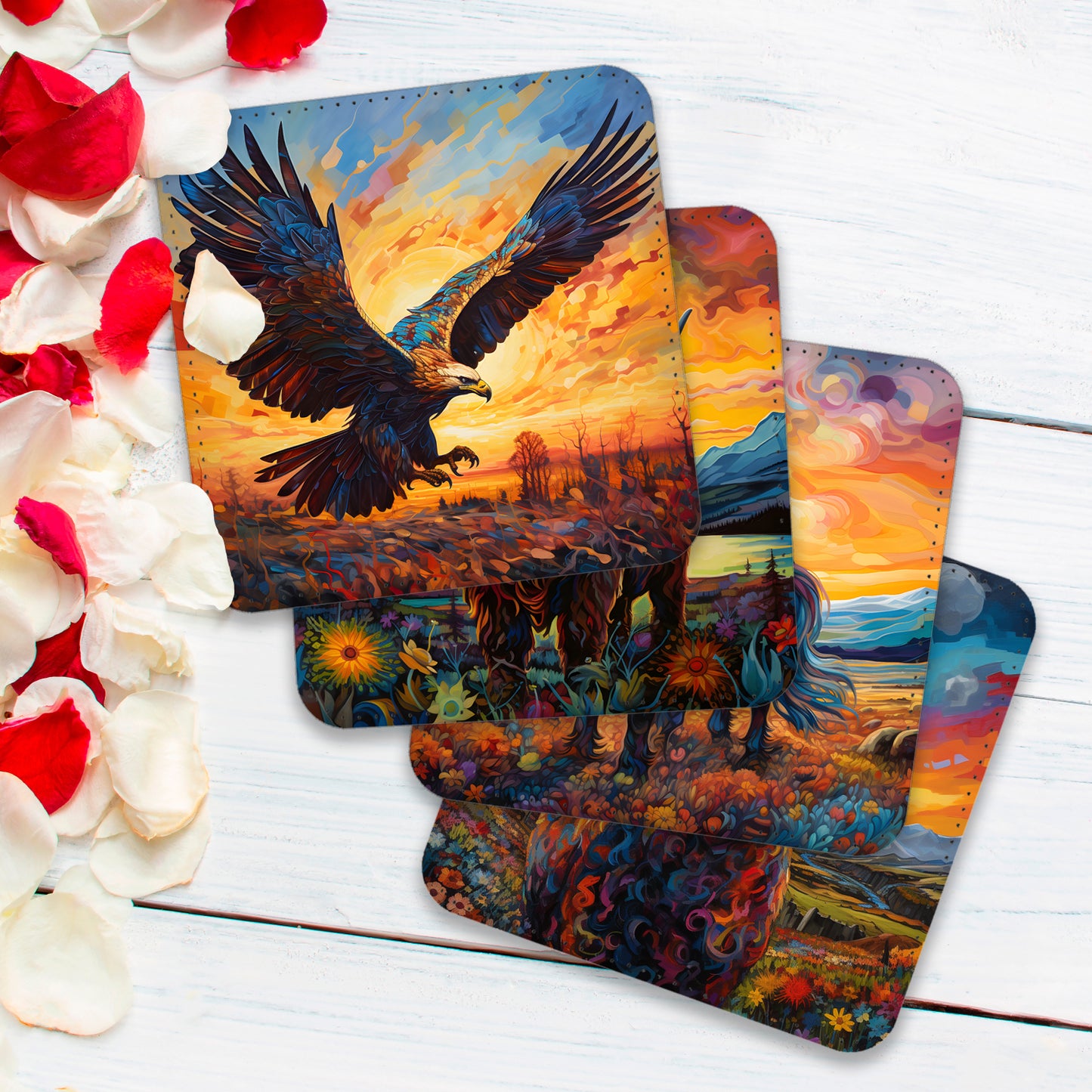 Highland Series Set Of 4 PU Leather Coasters