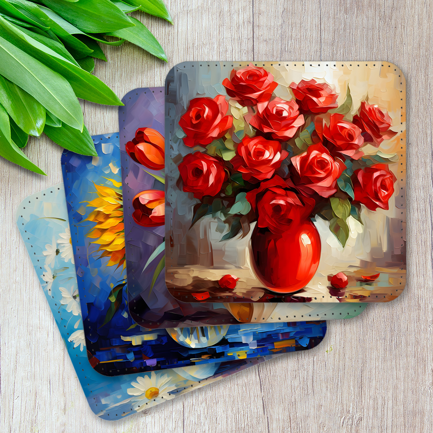Palette of Poise Set Of 4 PU Leather Coasters