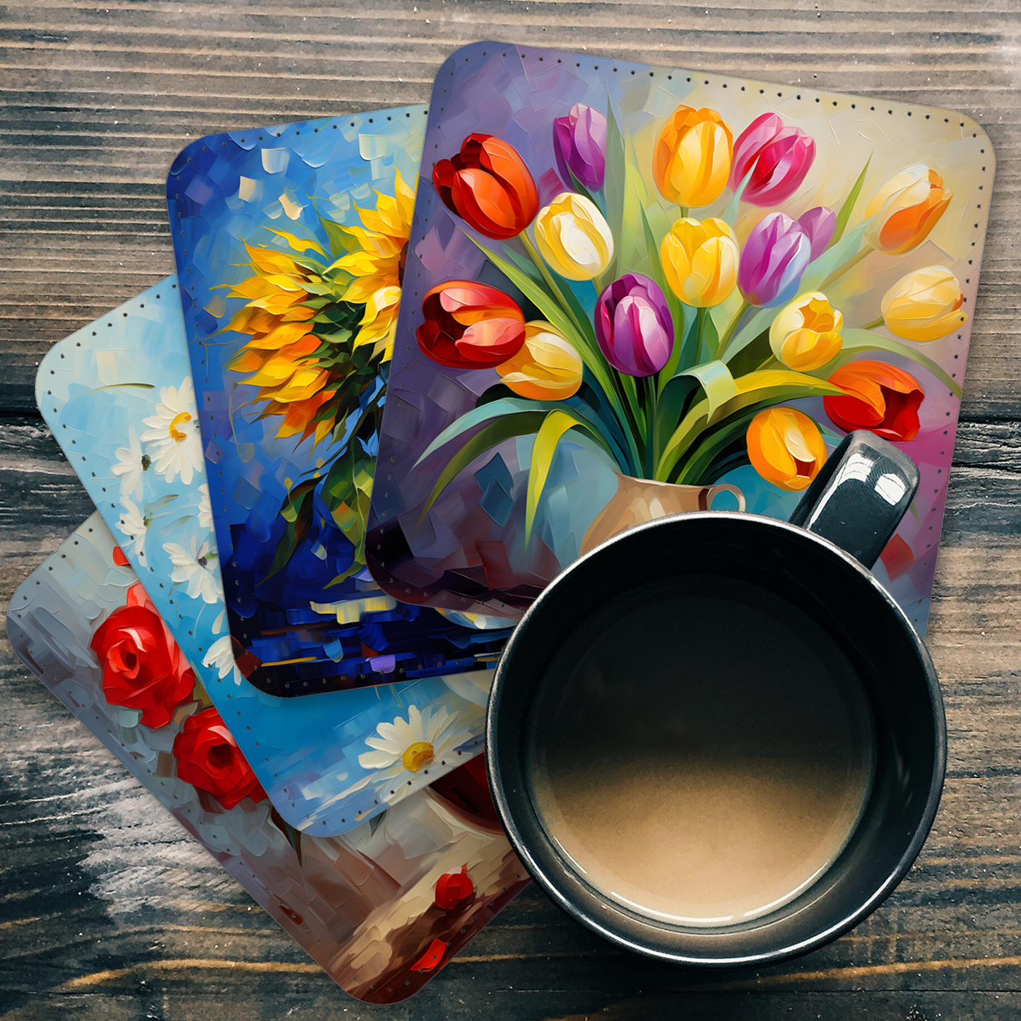 Palette of Poise Set Of 4 PU Leather Coasters