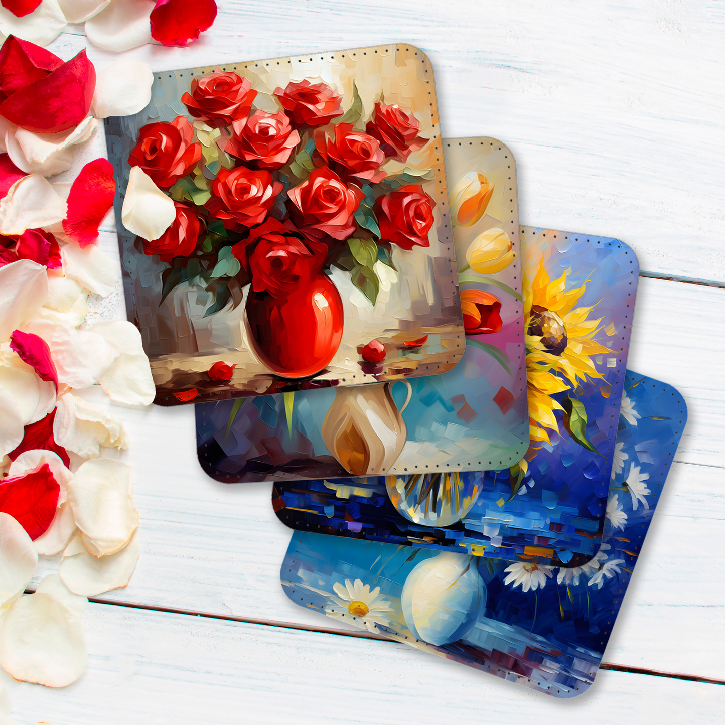 Palette of Poise Set Of 4 PU Leather Coasters