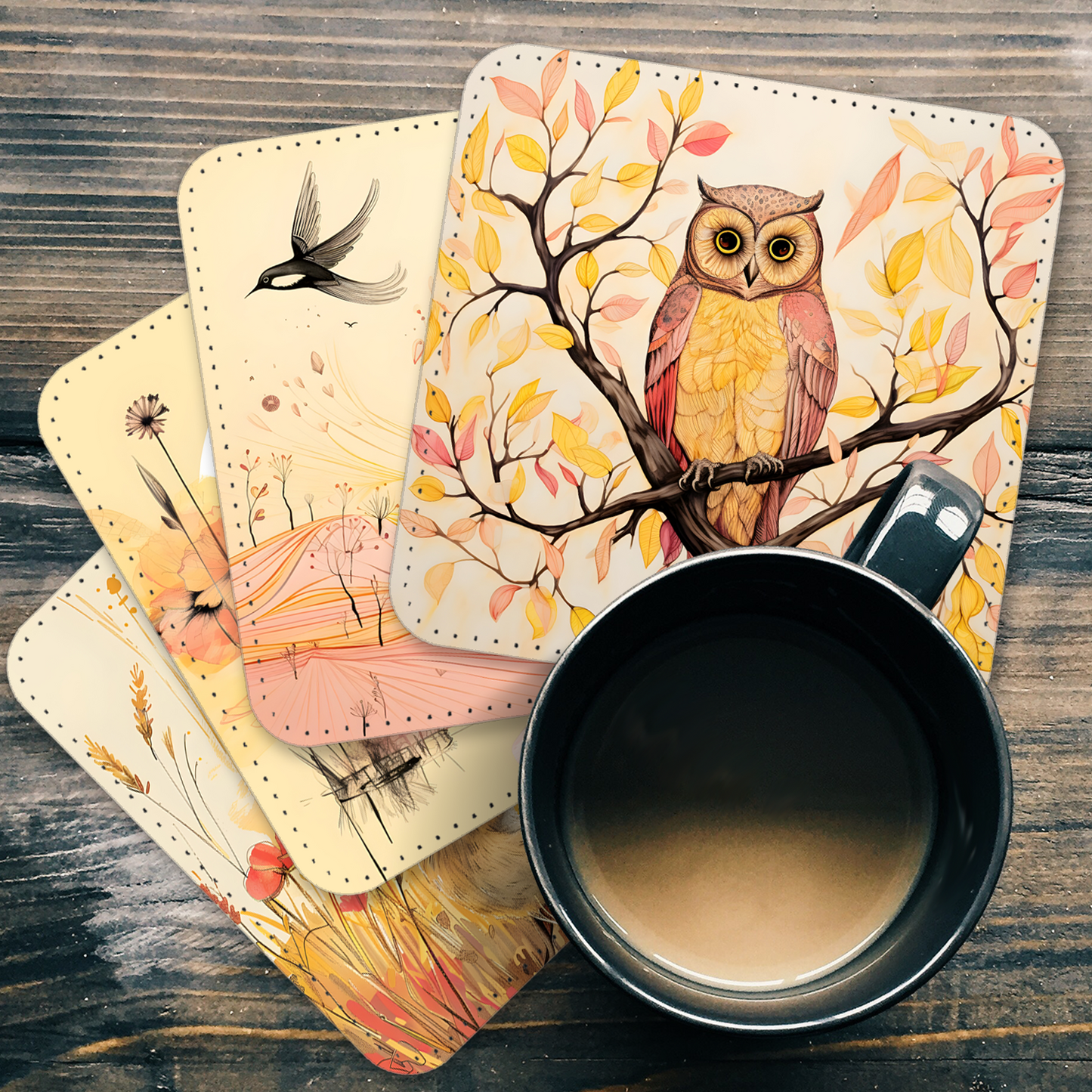 Whimsical Wildlife Set Of 4 PU Leather Coasters