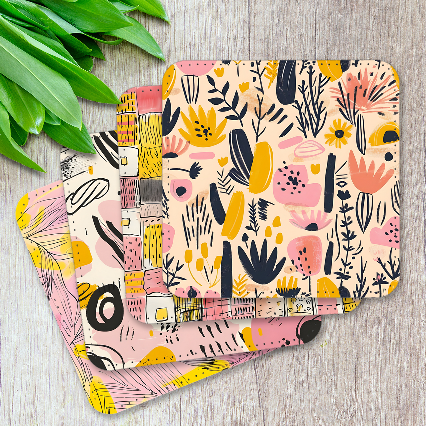 Whimsical Wildlife Set Of 4 PU Leather Coasters