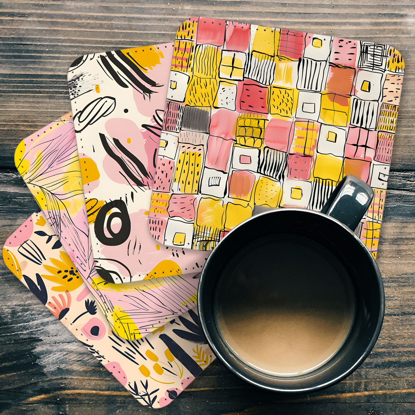 Whimsical Wildlife Set Of 4 PU Leather Coasters