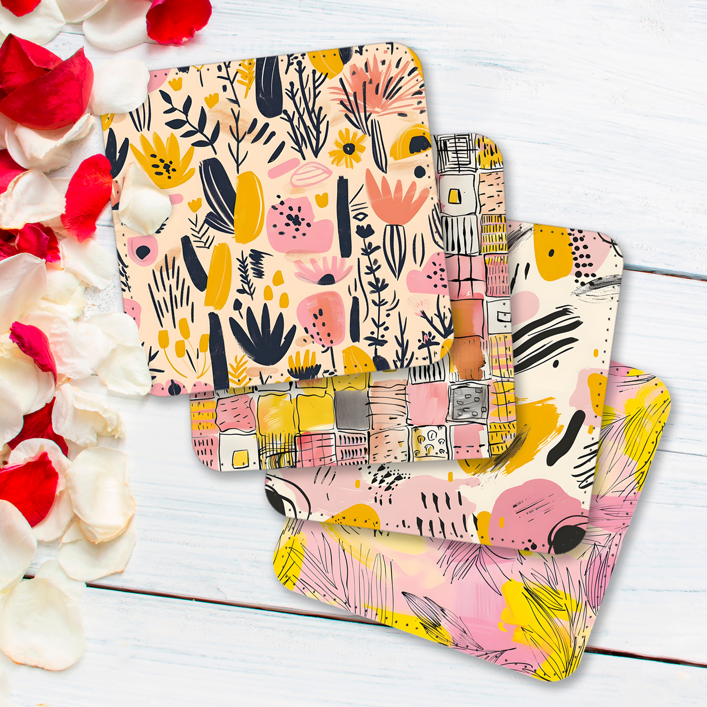 Whimsical Wildlife Set Of 4 PU Leather Coasters