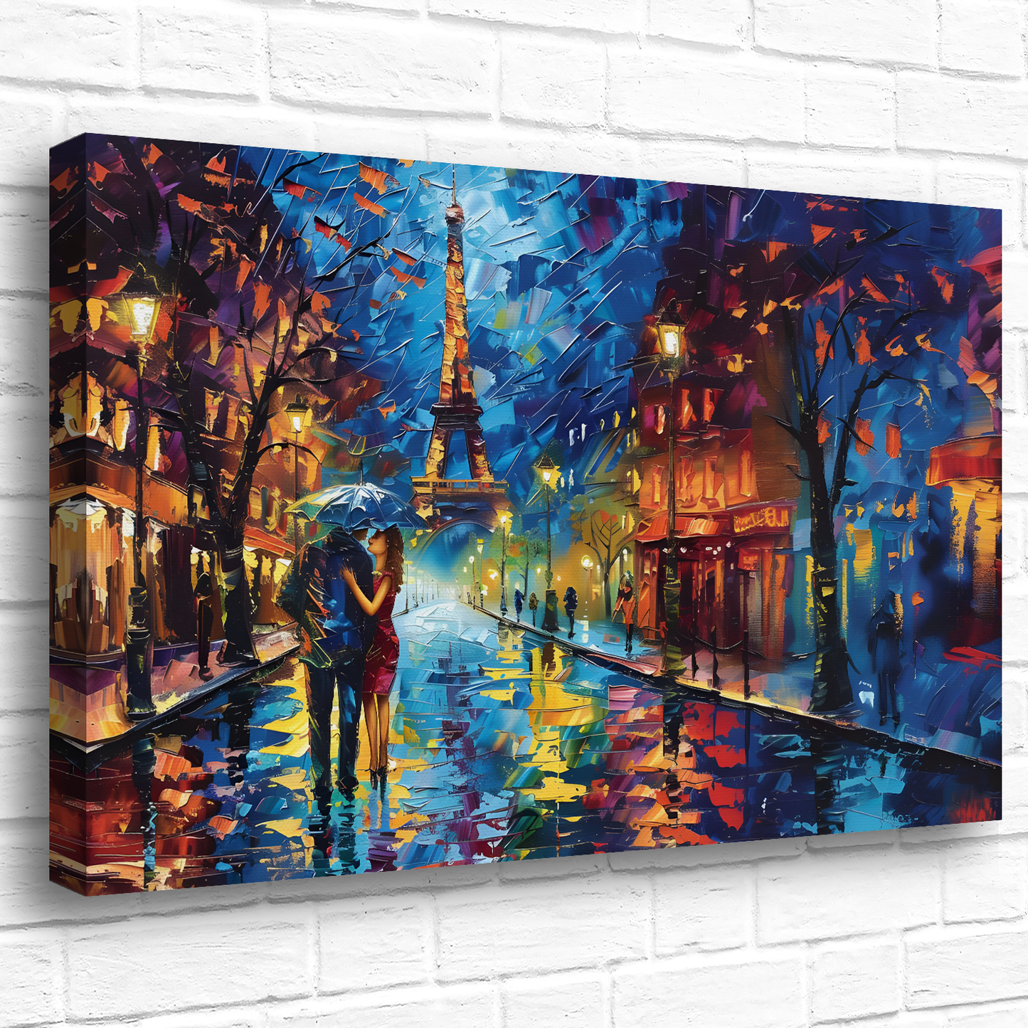 Midnight Promenade in Paris Deluxe Box Landscape Canvas Print