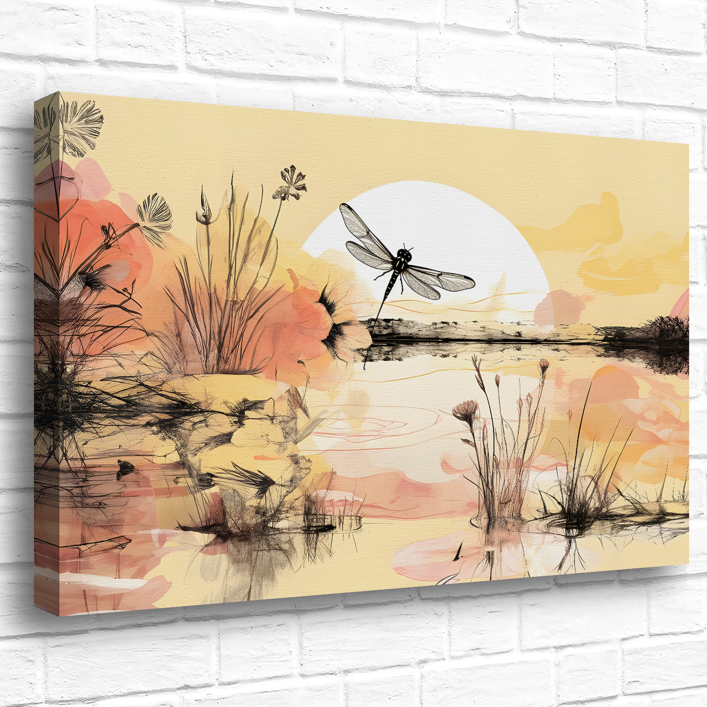 Dragonfly Reflections Deluxe Box Landscape Canvas Prints
