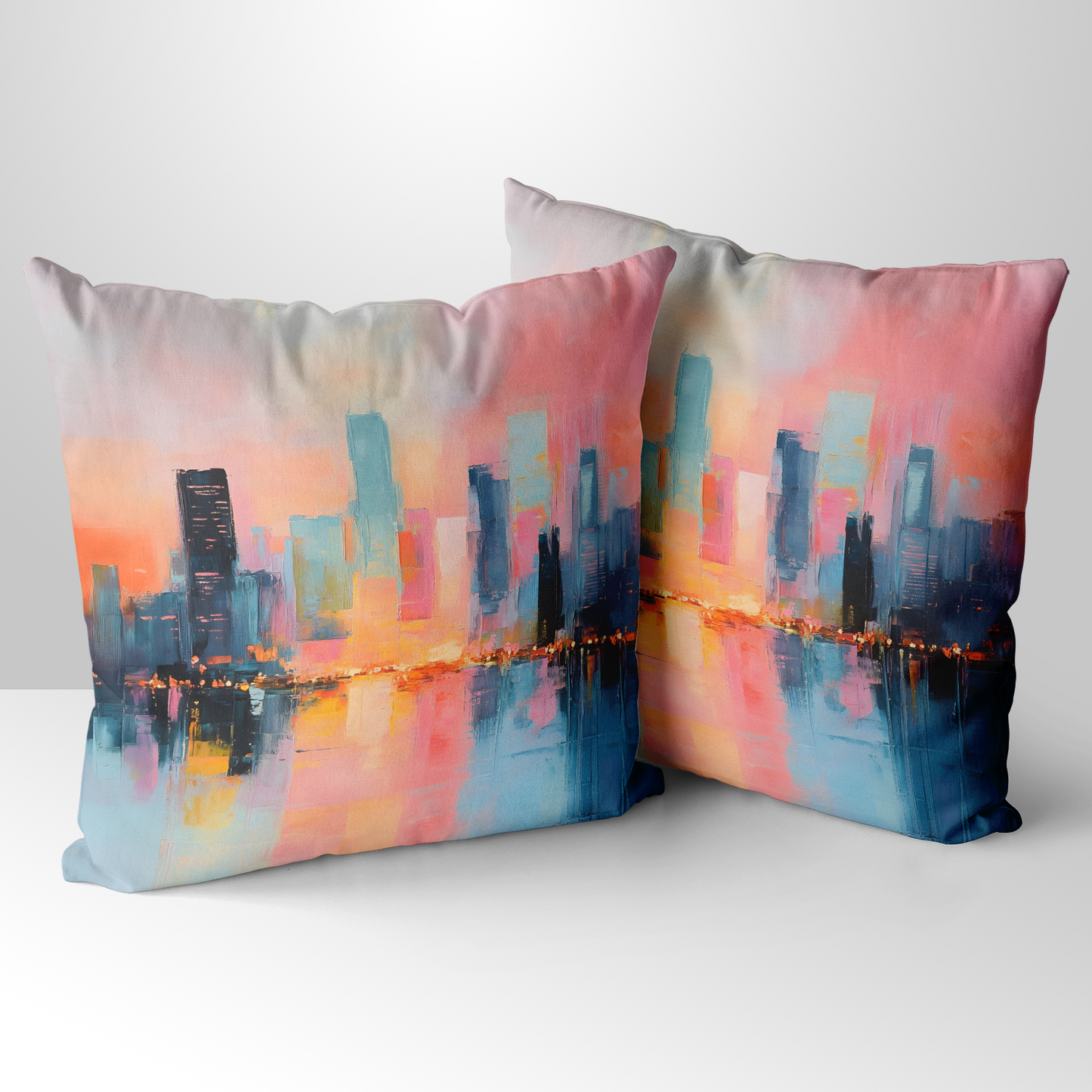 City Lights at Dusk Hand Made Poly Linen Cushions