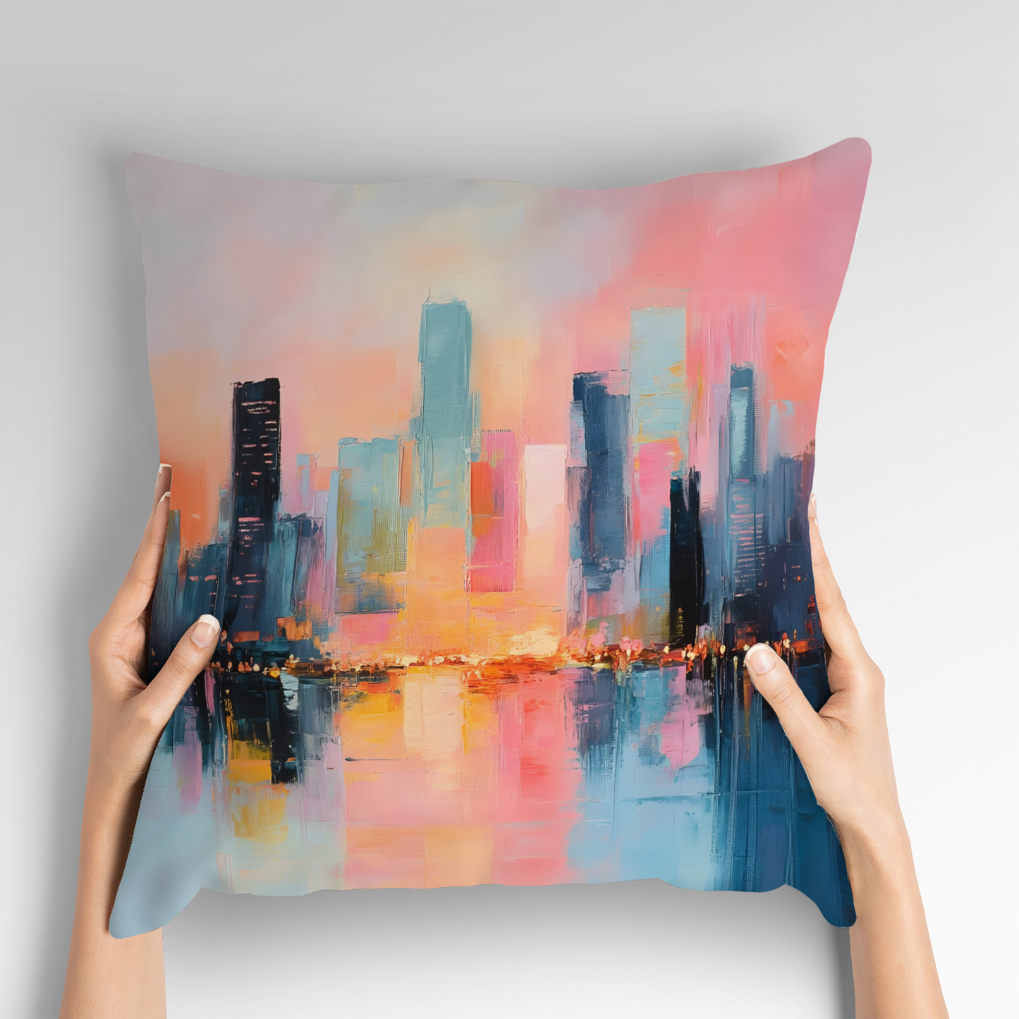 City Lights at Dusk Hand Made Poly Linen Cushions