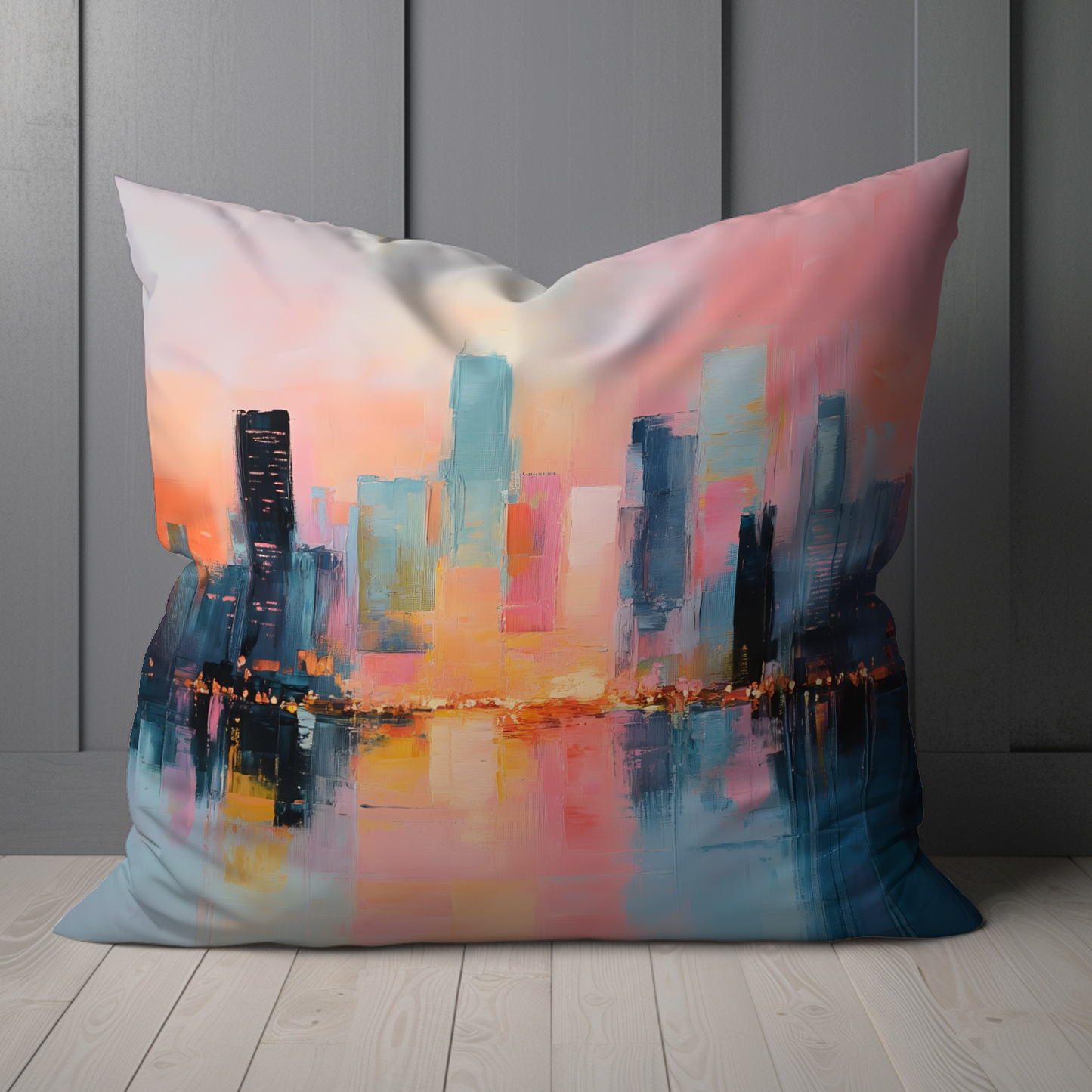 City Lights at Dusk Hand Made Poly Linen Cushions