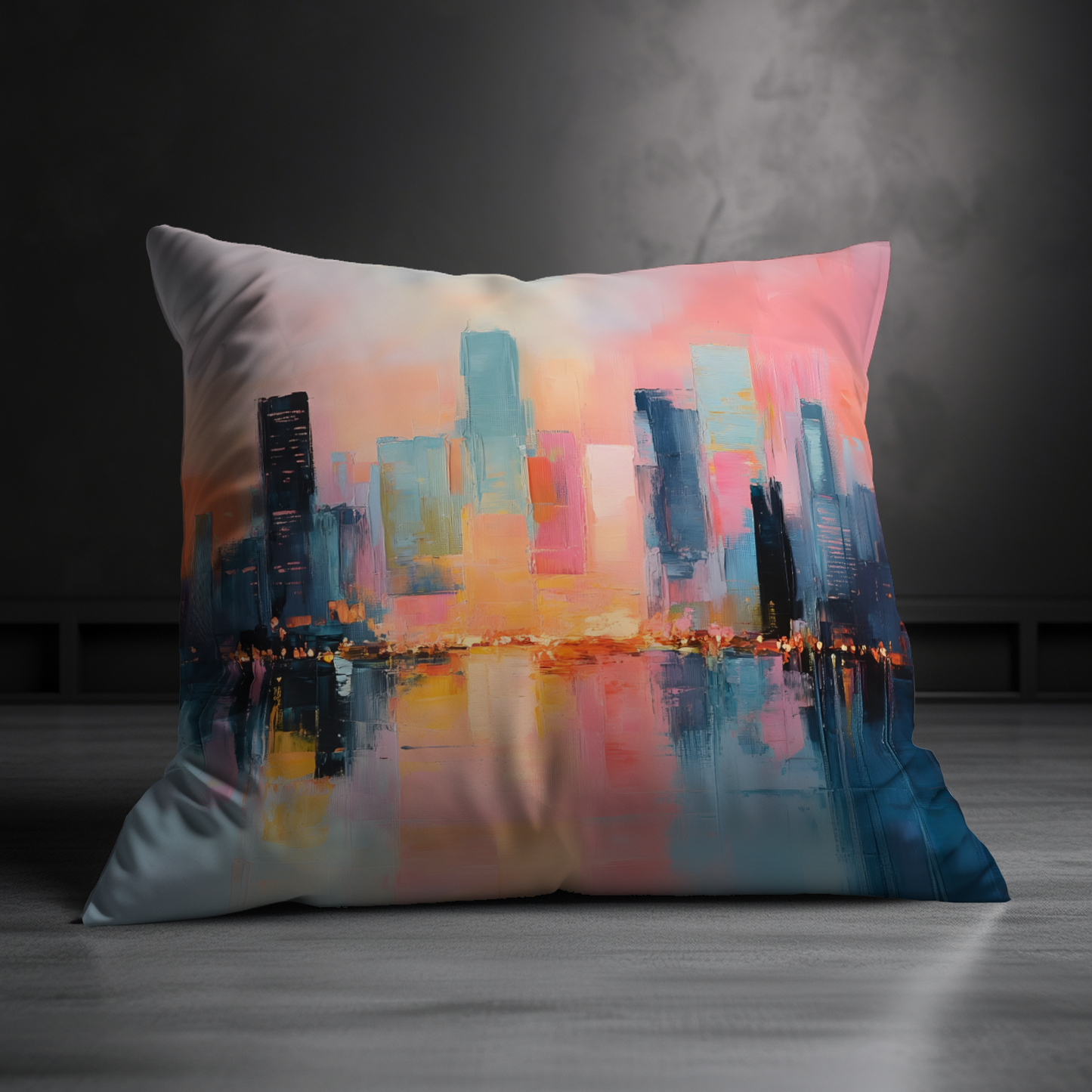 City Lights at Dusk Hand Made Poly Linen Cushions