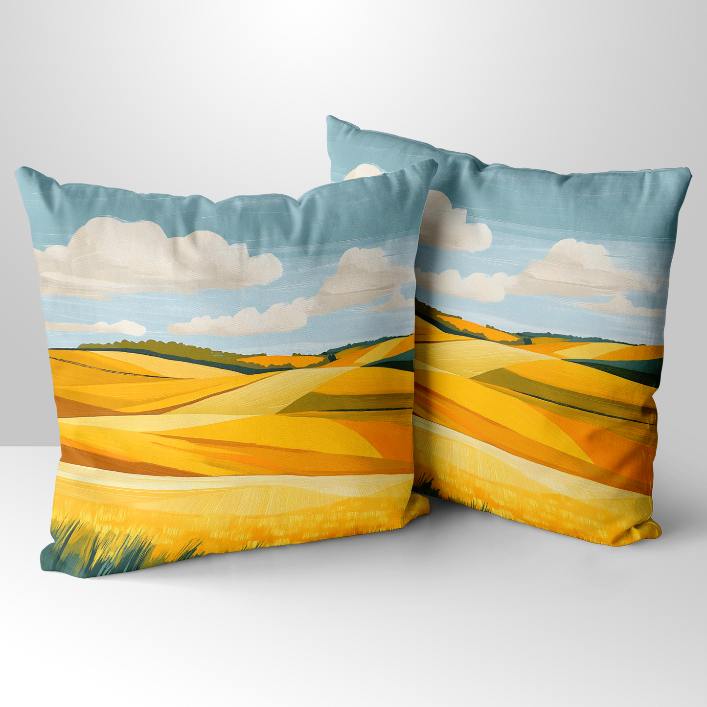 Golden Fields Horizon Hand Made Poly Linen Cushions