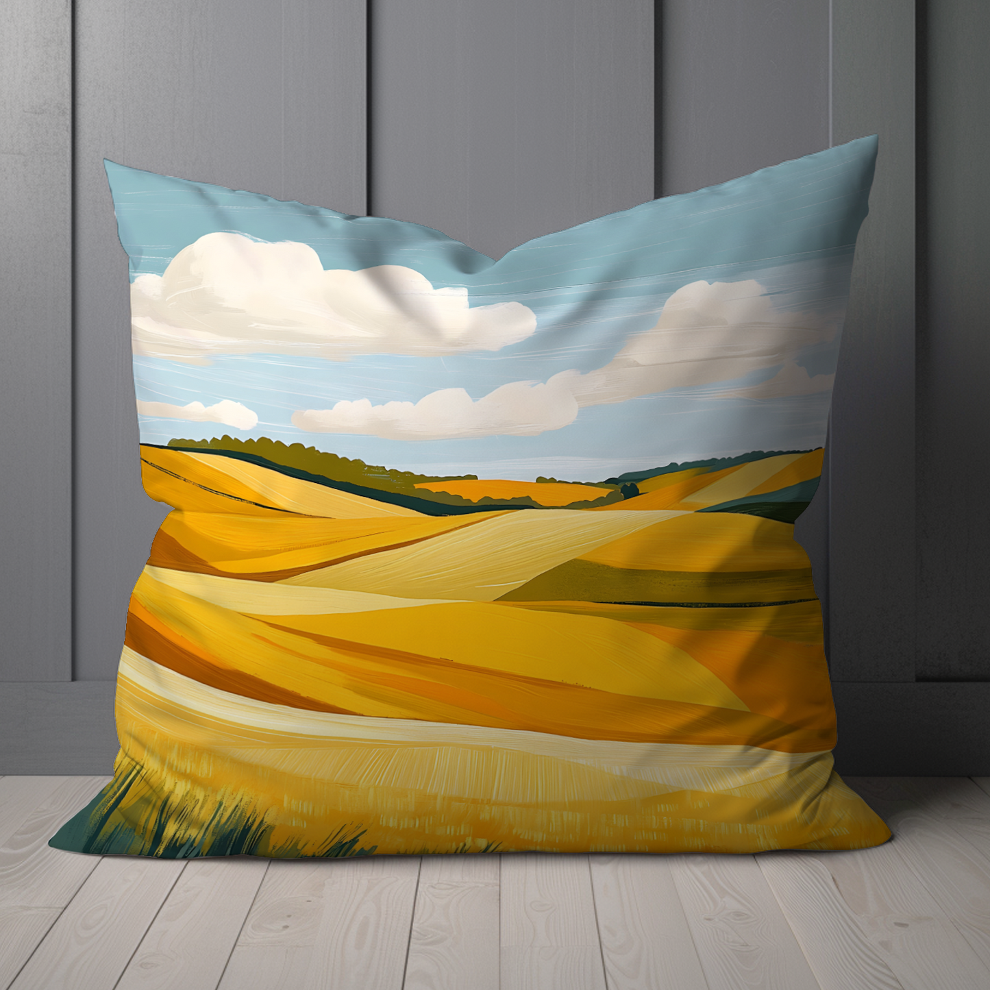 Golden Fields Horizon Hand Made Poly Linen Cushions