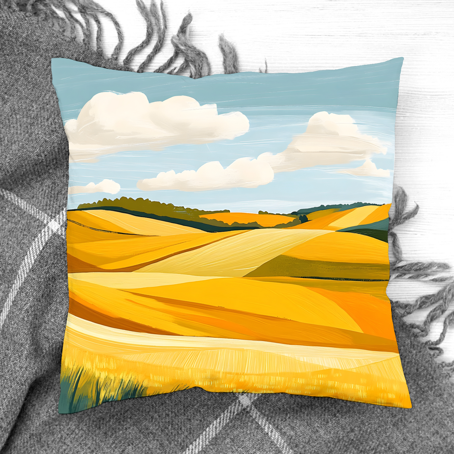 Golden Fields Horizon Hand Made Poly Linen Cushions
