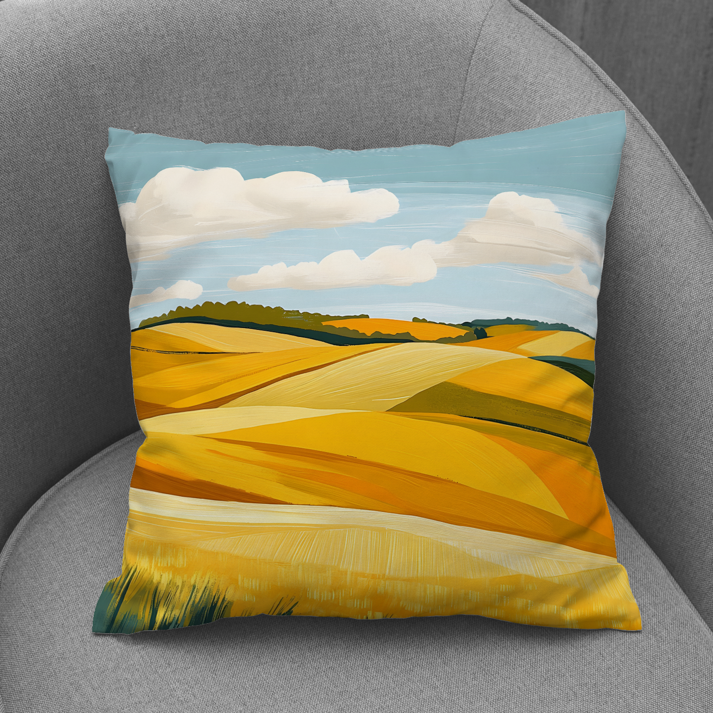 Golden Fields Horizon Hand Made Poly Linen Cushions