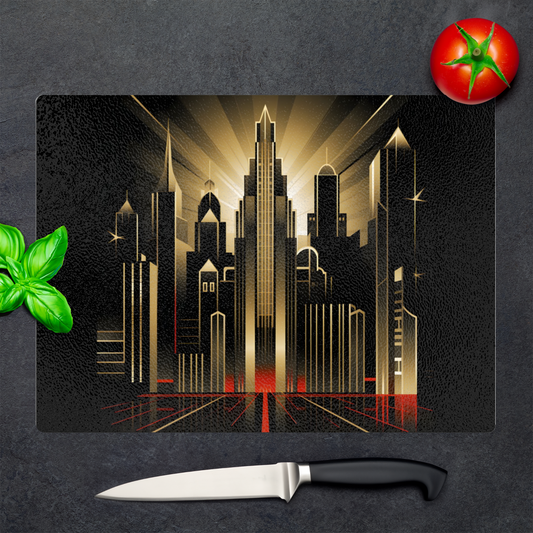 Urban Horizons Art Deco Design 1  Textured Glass Chopping Boards