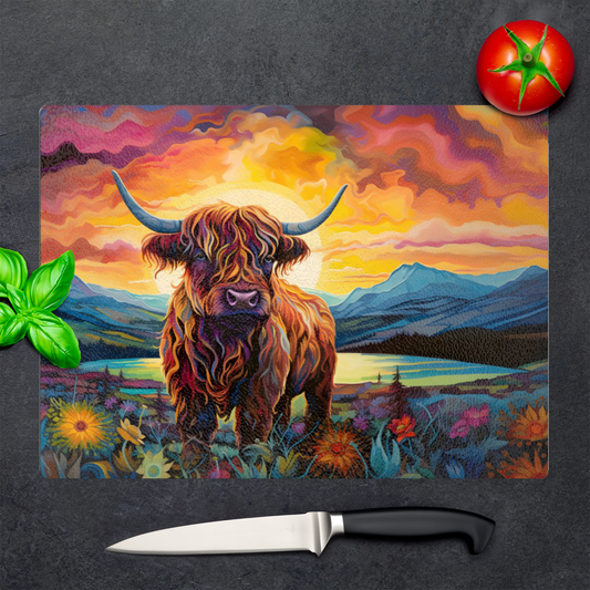 Highland Cow Textured Glass Chopping Boards