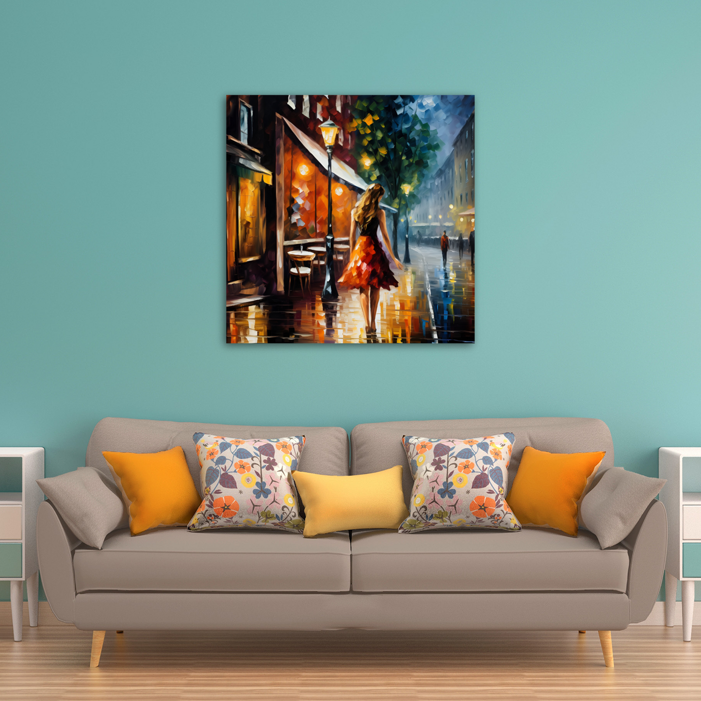 Evening Promenade Deluxe Box Square Canvas Print