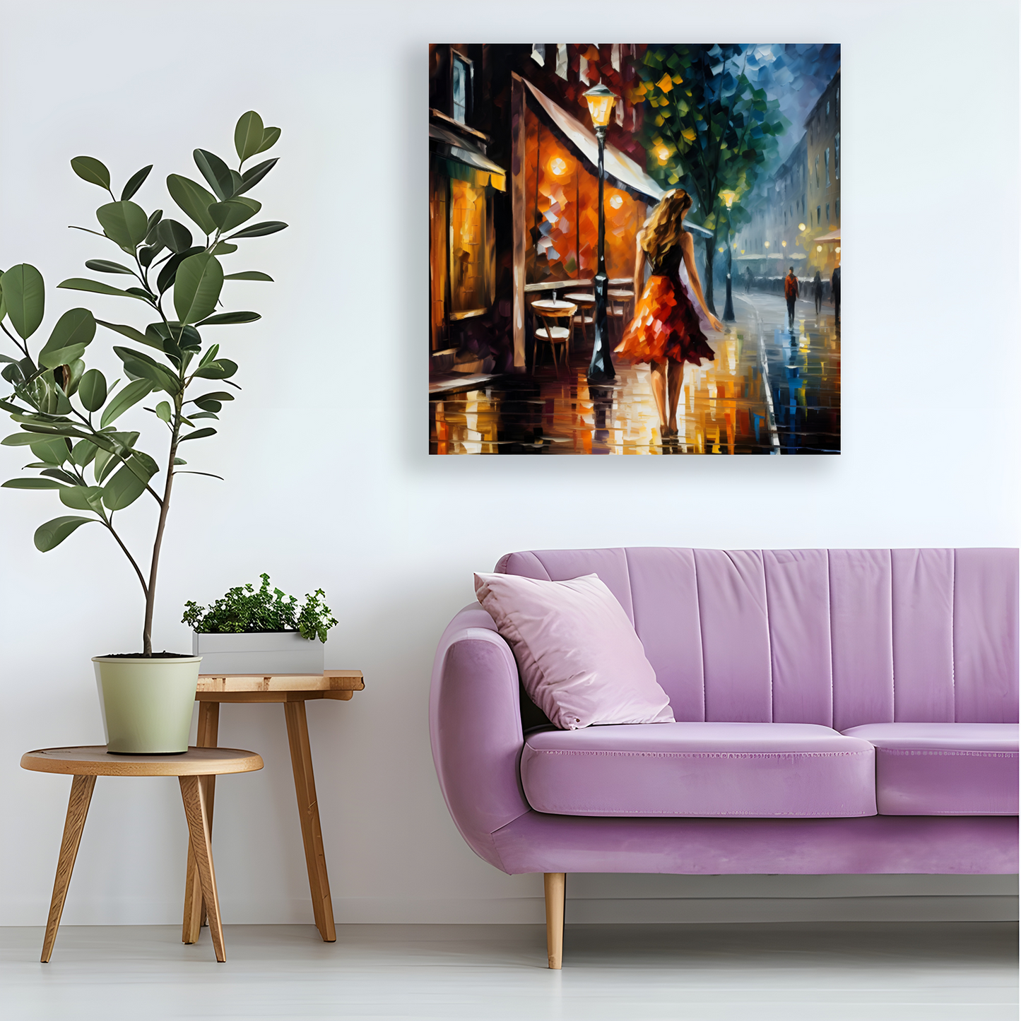 Evening Promenade Deluxe Box Square Canvas Print