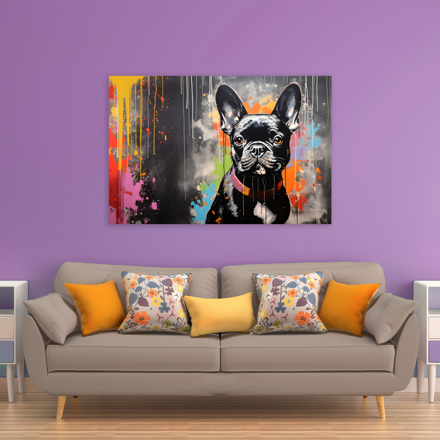 Frenchie Fizz  Deluxe Box Landscape Canvas Prints